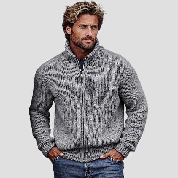 Liam | Timeless Vintage Solid Color Turtleneck Cardigan