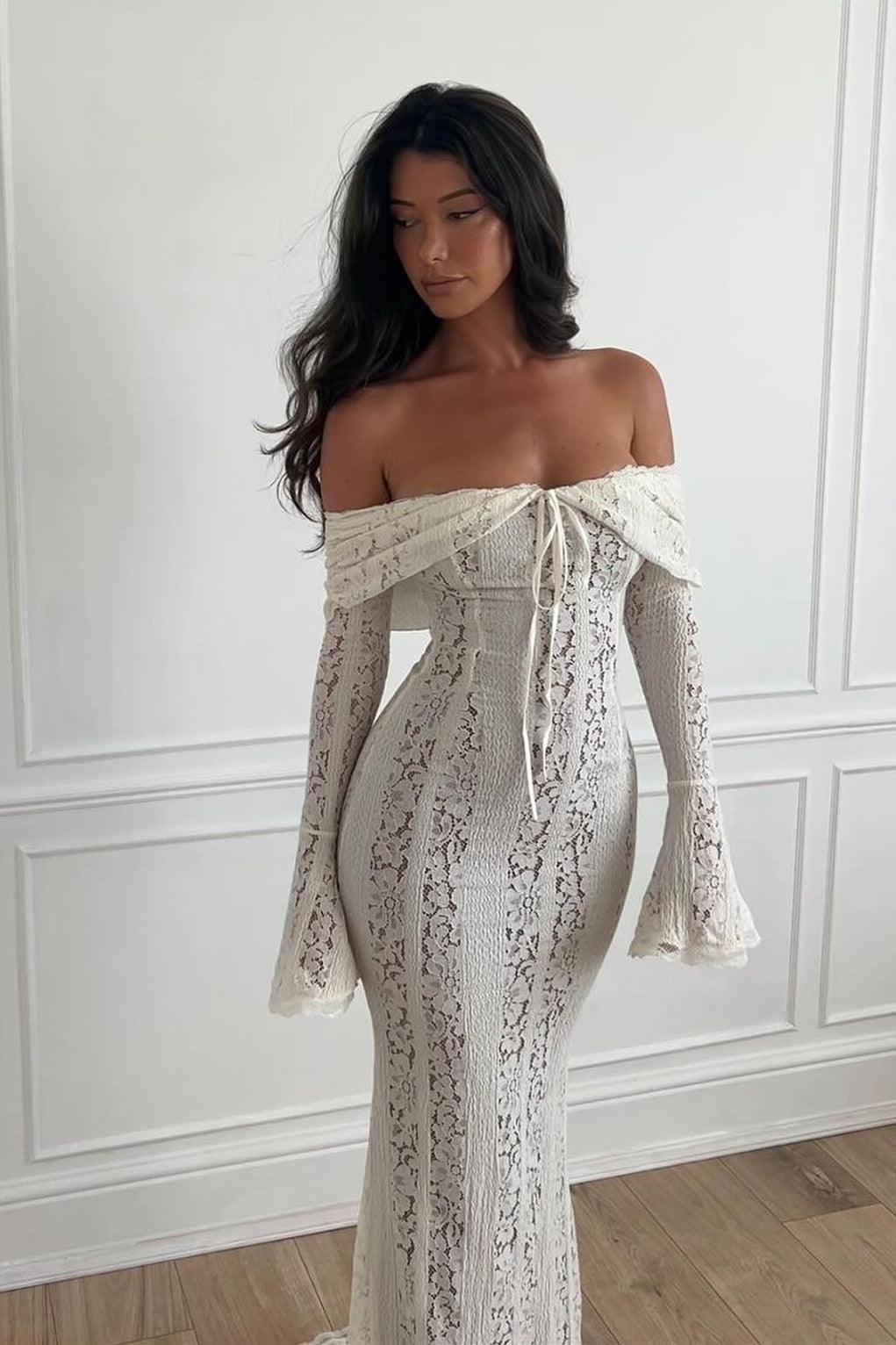 Emily Lace Off-Shoulder Long Dress - Elegant and Stylish Choice