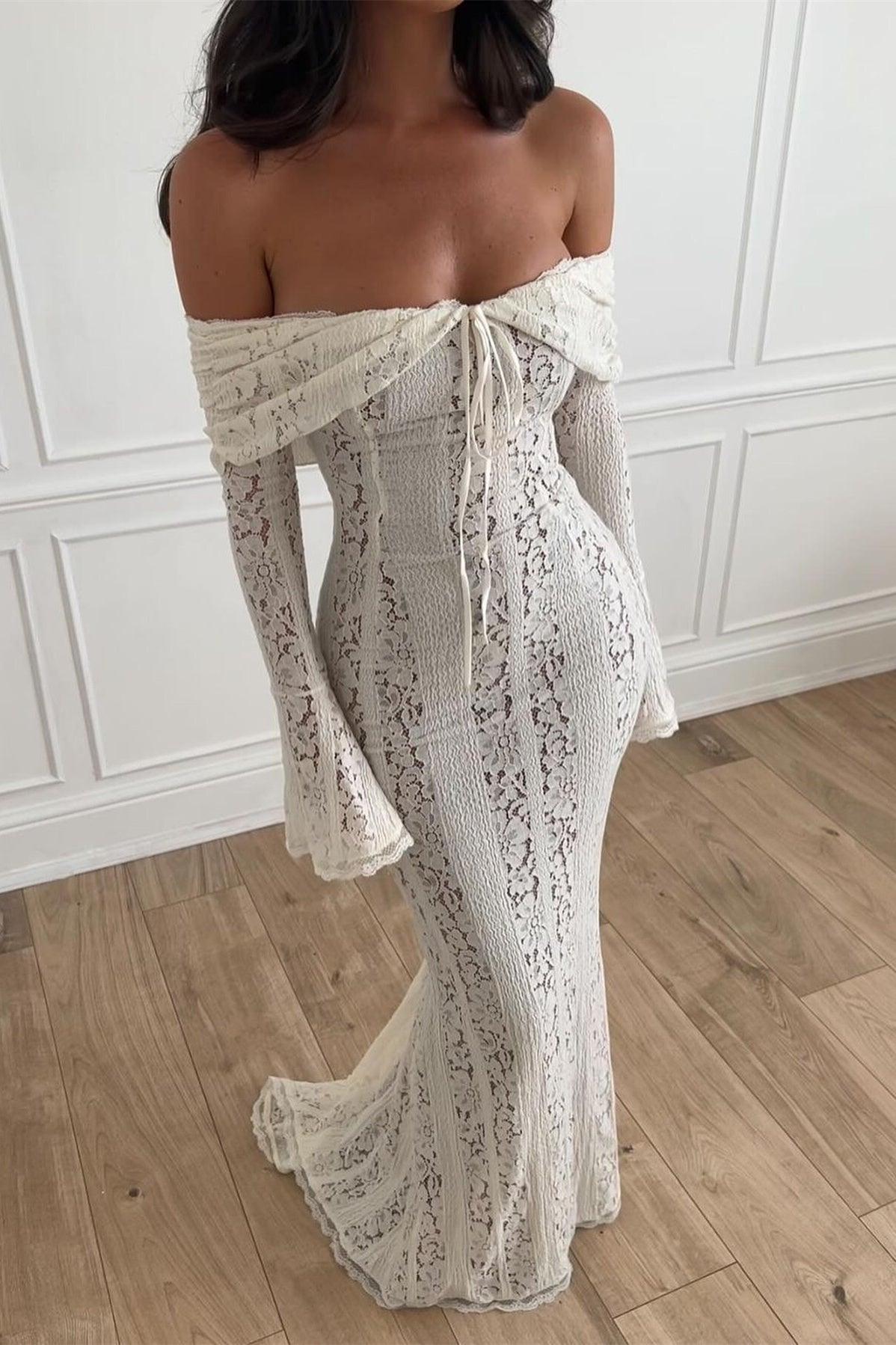Emily Lace Off-Shoulder Long Dress - Elegant and Stylish Choice