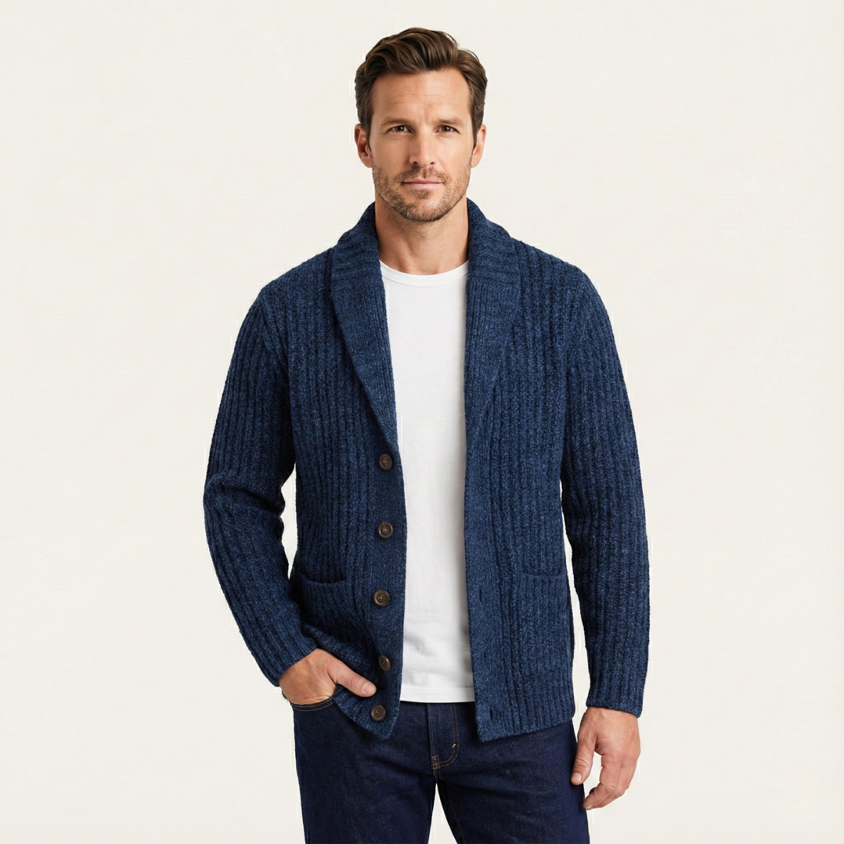 Montpellier Men's Cozy Chunky-Knit Shawl-Collar Cardigan