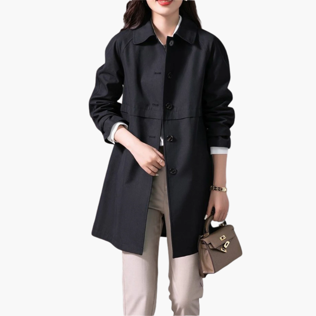 Mid-length women's coat – stylish with buttons and practical pockets