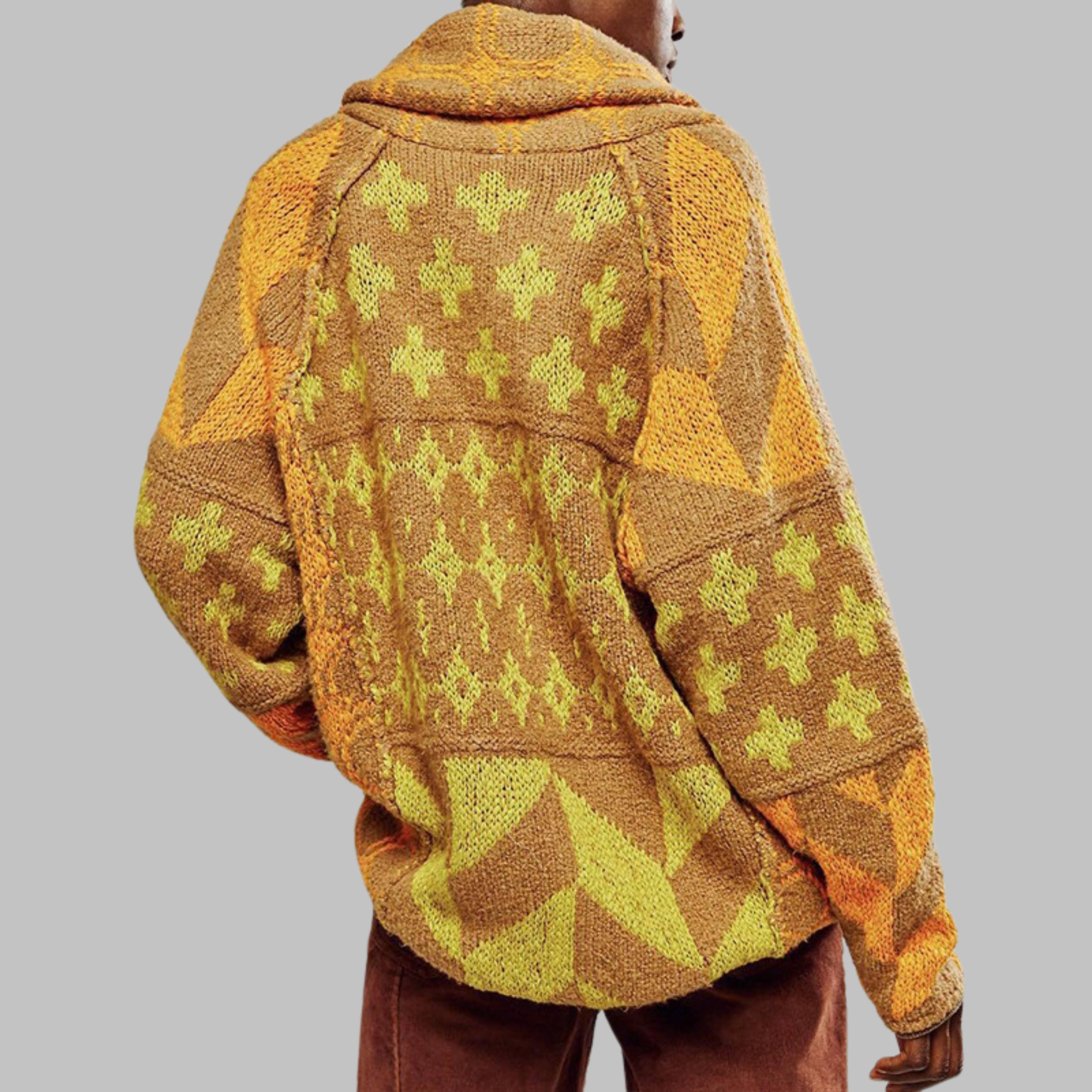 PORTIA™ - Oversized long-sleeve cardigan with vintage button collar