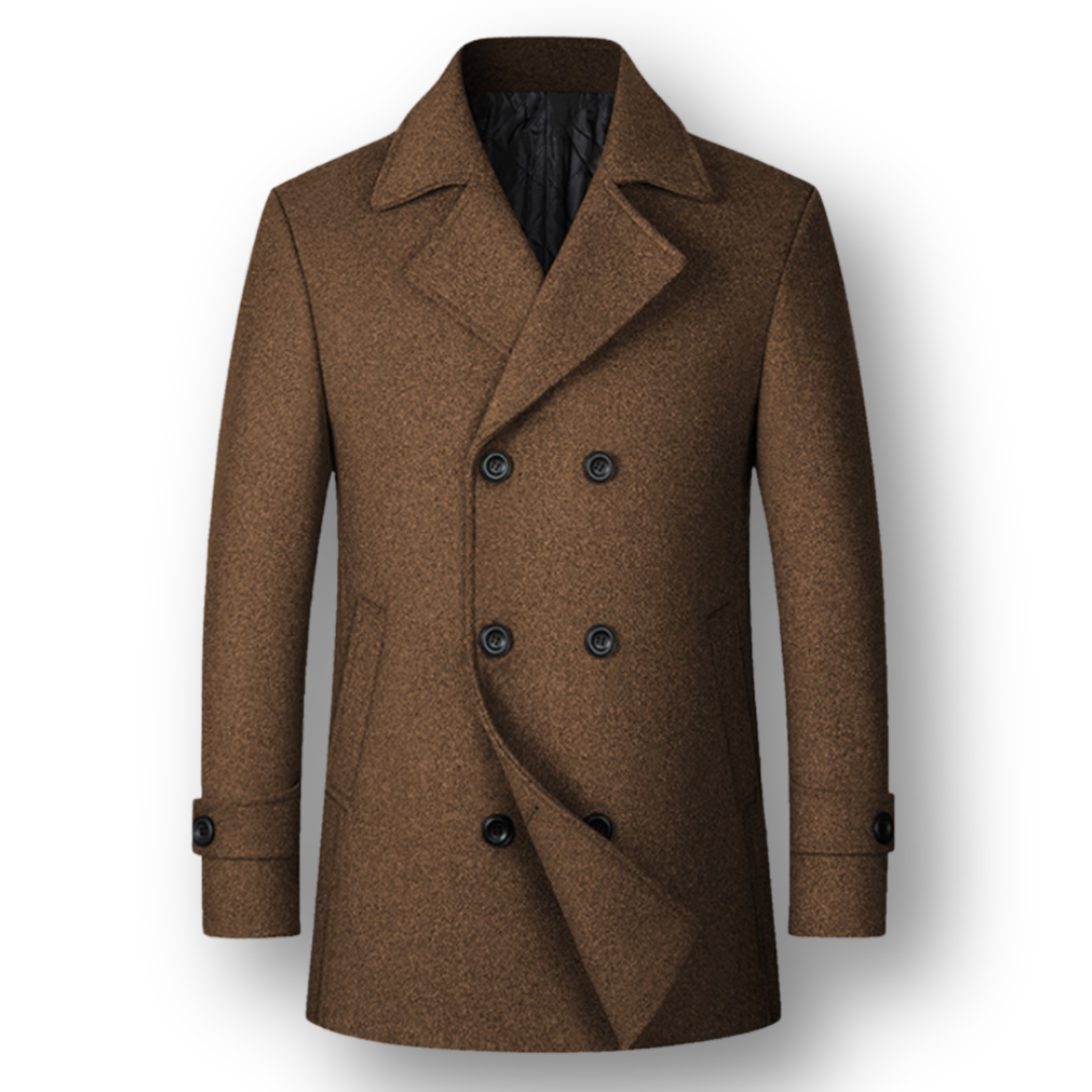 Silvan | Elegant Double-Breasted Coat in Premium Wool – Refined and Comfortable Style
