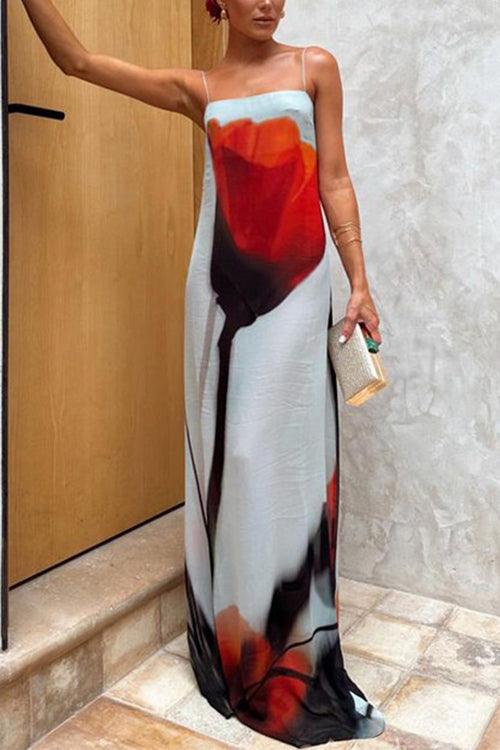 Margovil Women's Maxi Dress with Spaghetti Straps and Floral Pattern for Beach Vacation