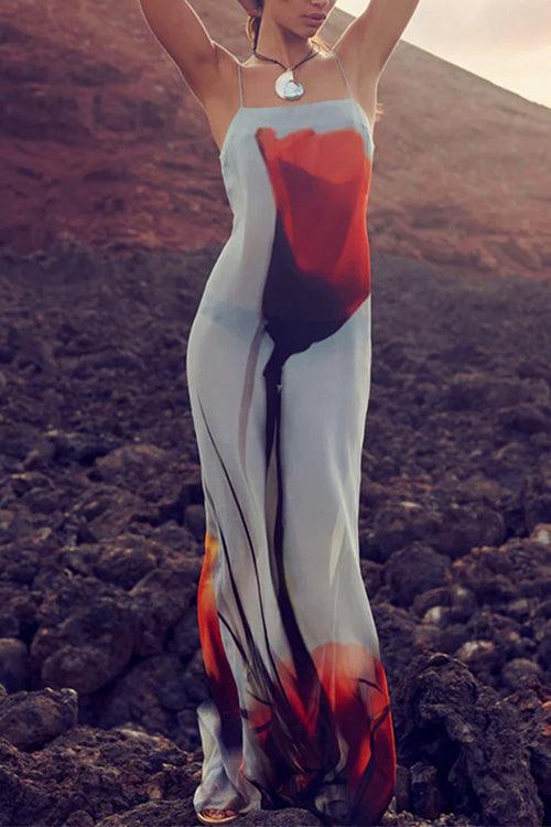 Margovil Women's Maxi Dress with Spaghetti Straps and Floral Pattern for Beach Vacation