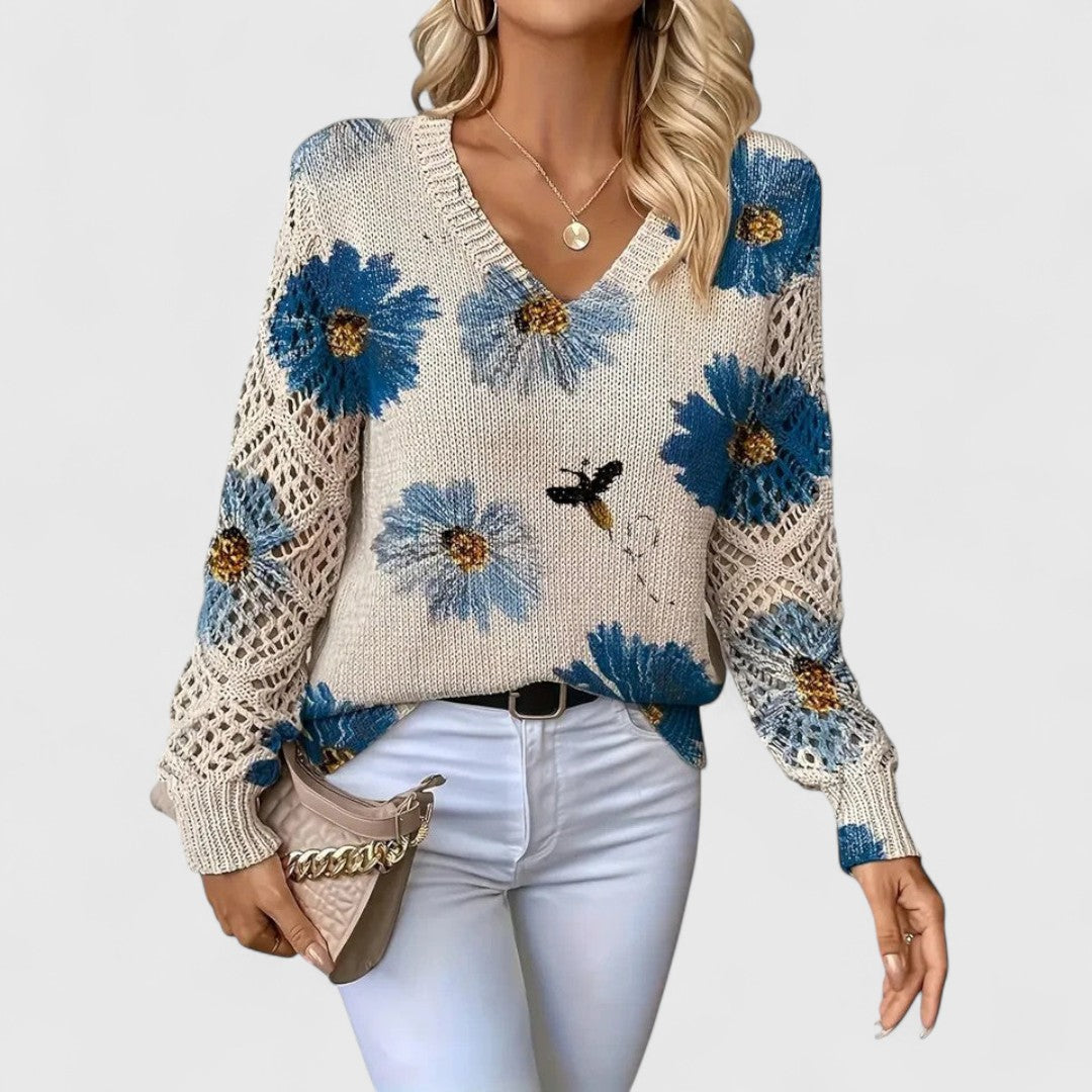 Annes - Elegant Floral Pattern Sweater for a Stylish Look