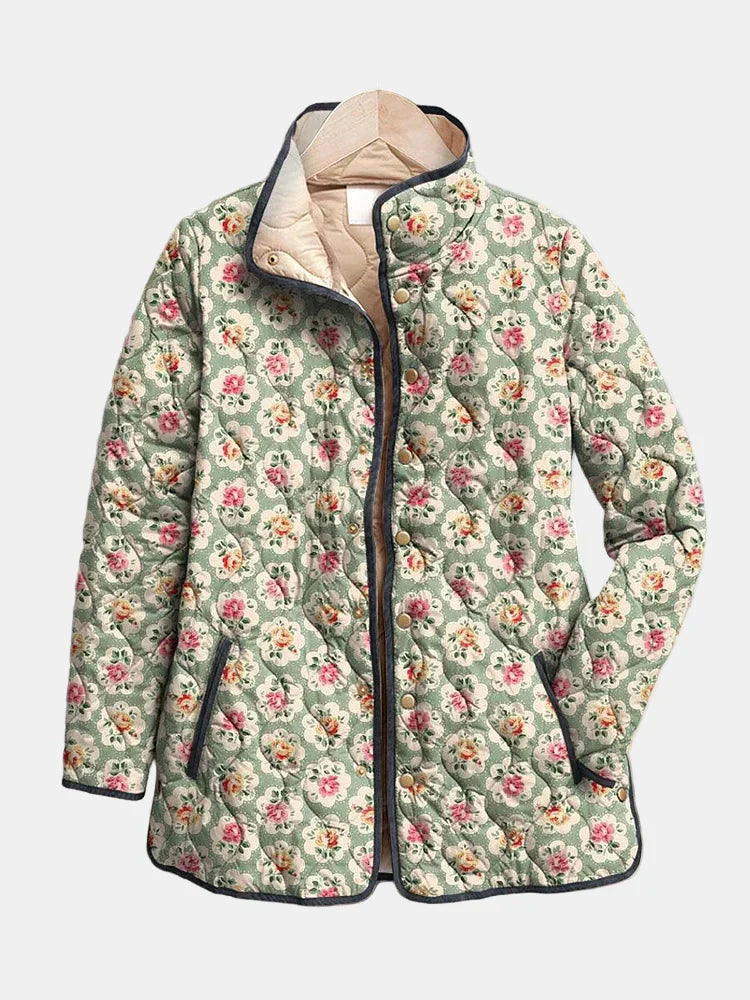 Aveline Vintage Floral Print Quilted Jacket