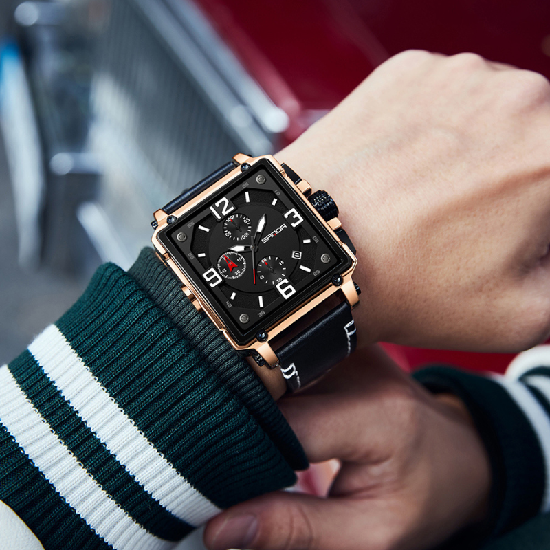 Elegant Leather Tactical Watch for Men with Quartz Movement