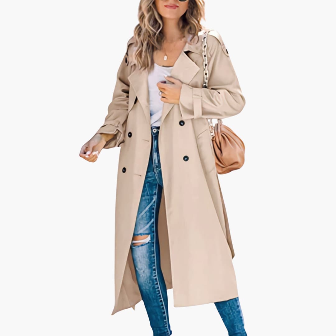 Elegant double-breasted trench coat for women – timelessly stylish