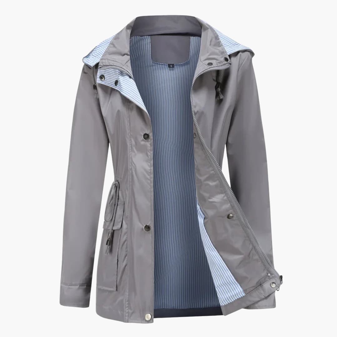Long trench coat with hood – Elegant women's coat