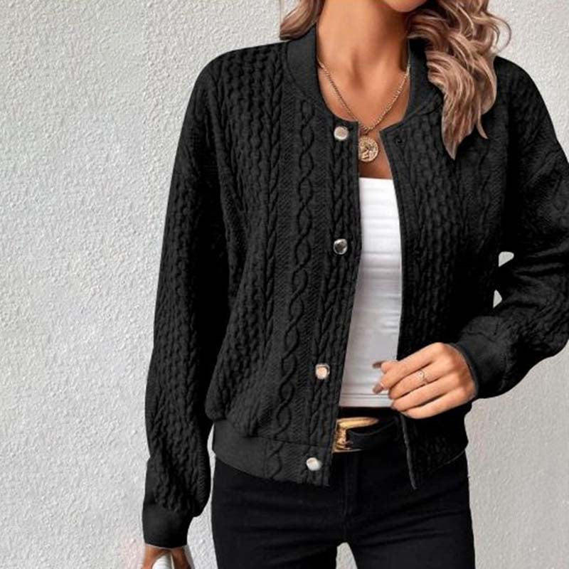 Women's Clothing - Quilted Knit Bomber Jacket for a Touch of Comfort and Elegance