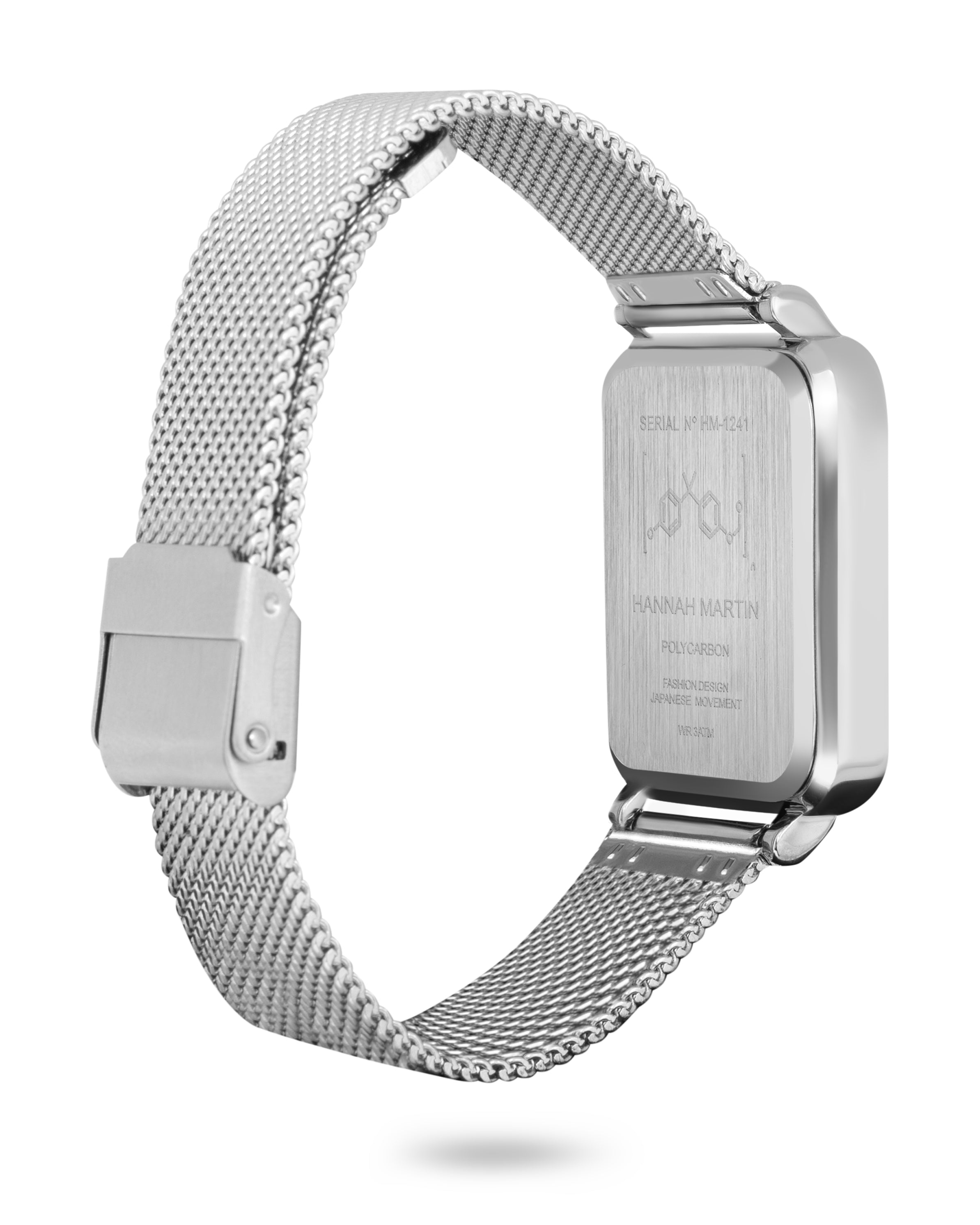 Orion - Elegant Rectangular Silver Watch with Luxury Mesh Band