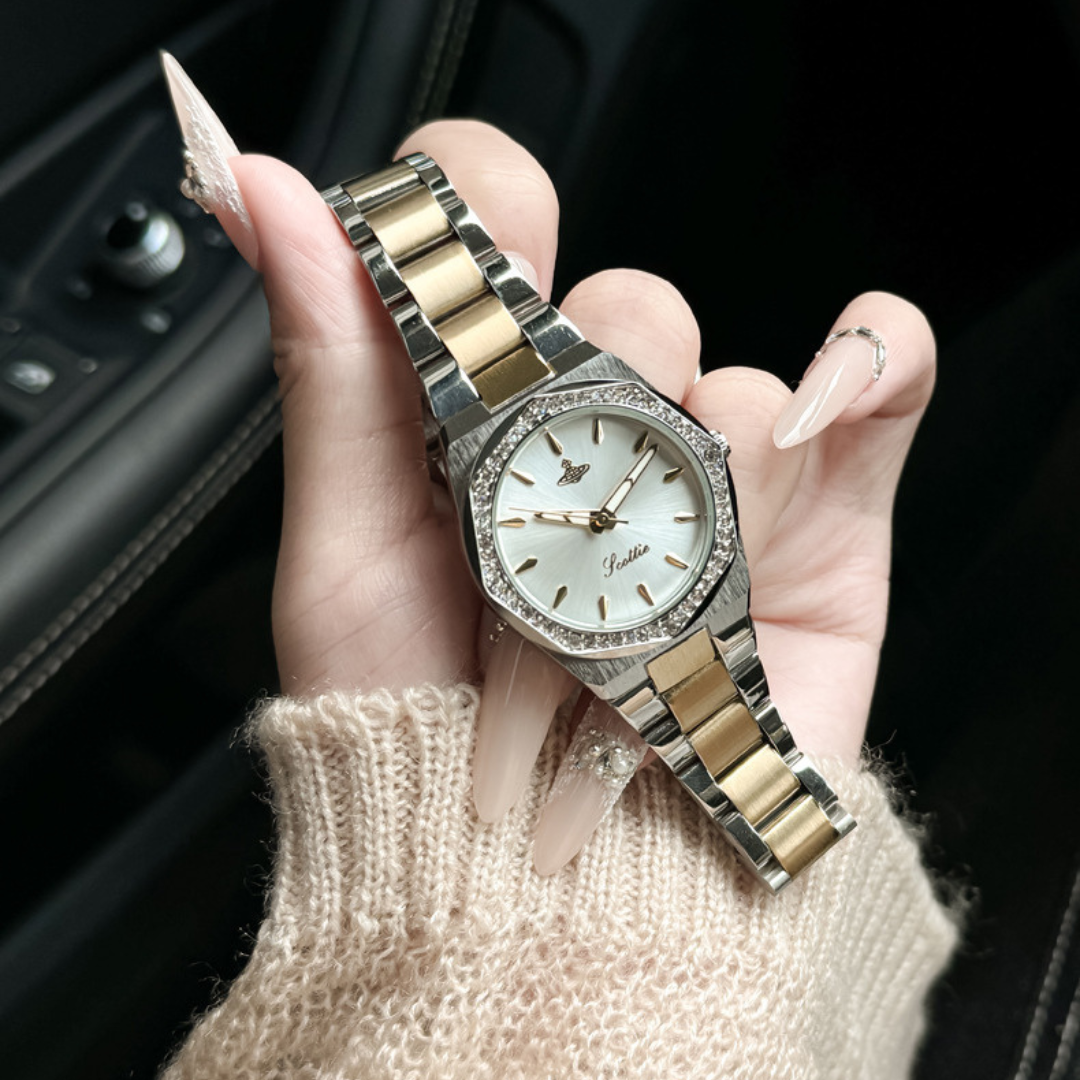 Stainless Steel Octagonal Diamond Dainty Watch – Elegant and Unique Timepiece