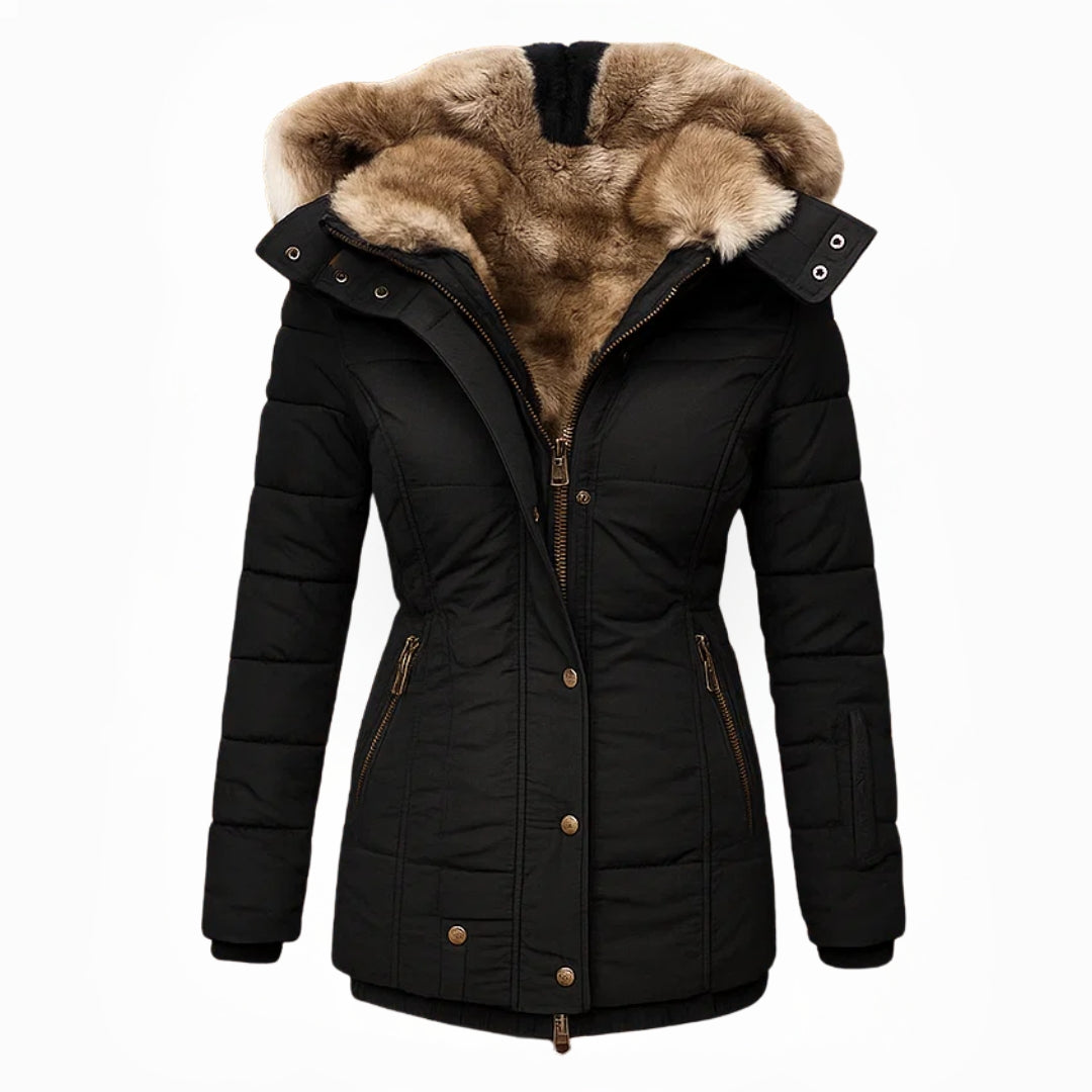 Anna™ Luxe Cozy & Warm Winter Fur Jacket in Black