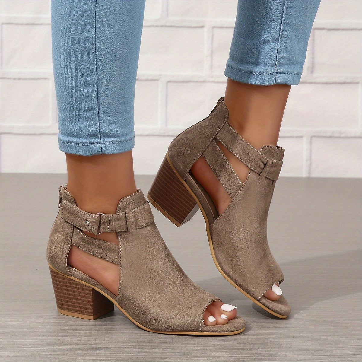 Isabel Women's Open-Toe Heeled Sandals with a Trendy Block Heel & Cutout Ankle Boot Style