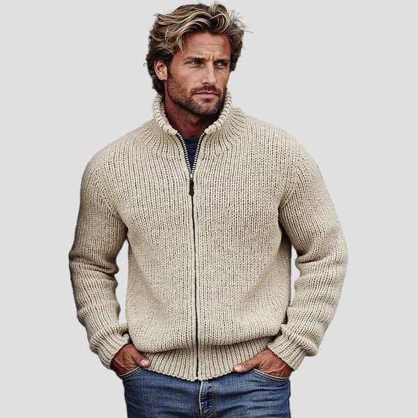 Liam | Timeless Vintage Solid Color Turtleneck Cardigan
