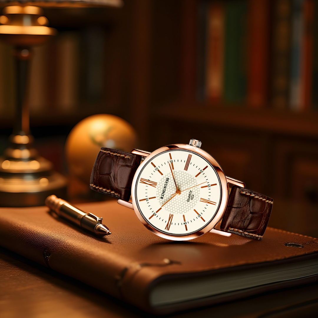 Elegant Leather Strap Quartz Wristwatch for Timeless Style