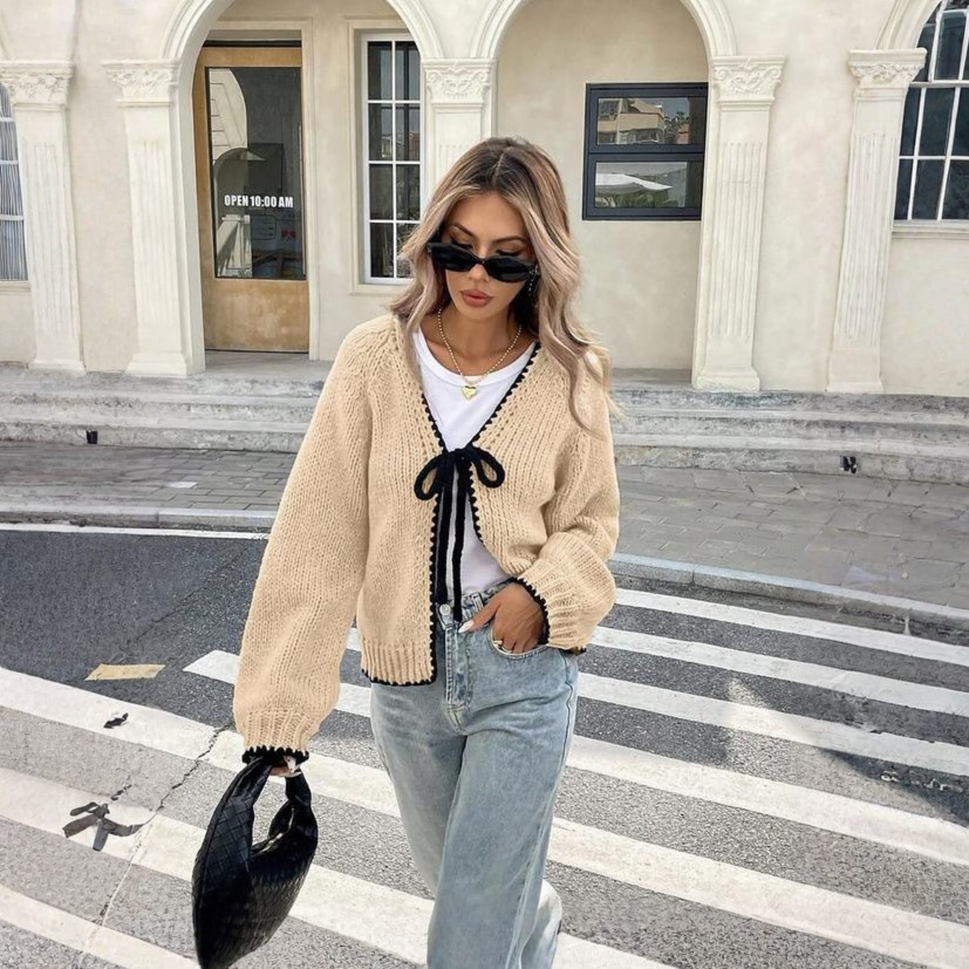 Cozy Front-Tie Long-Sleeve Cardigan