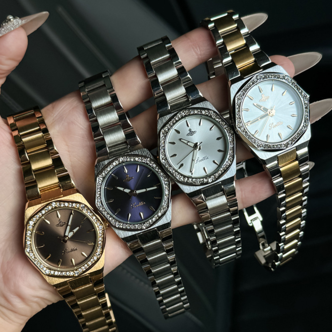 Stainless Steel Octagonal Diamond Dainty Watch – Elegant and Unique Timepiece