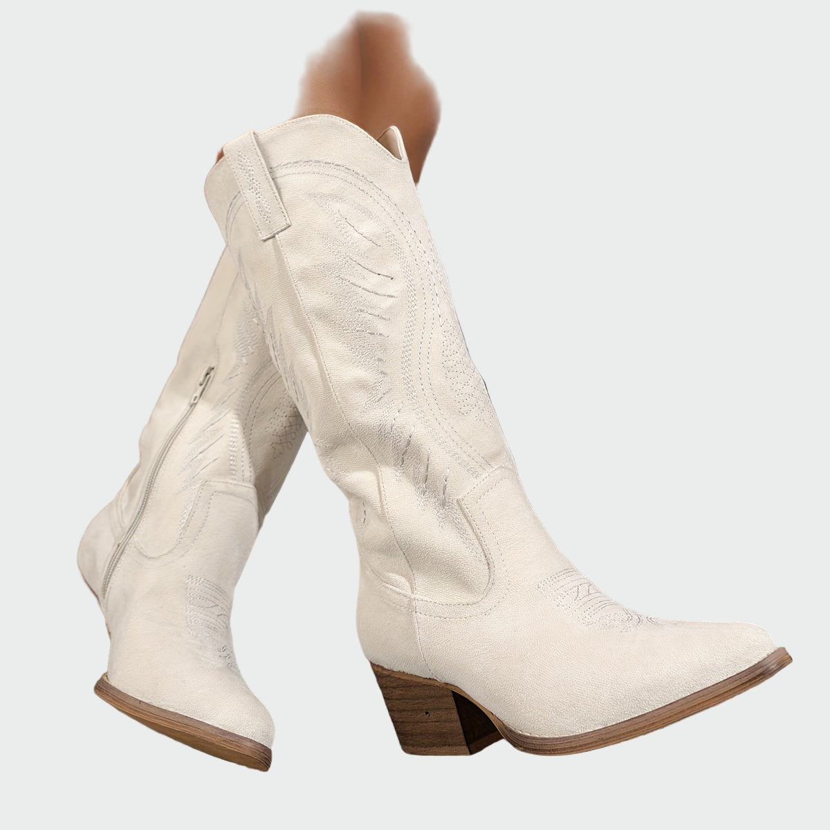 Chic Embroidered Western Ankle Boots