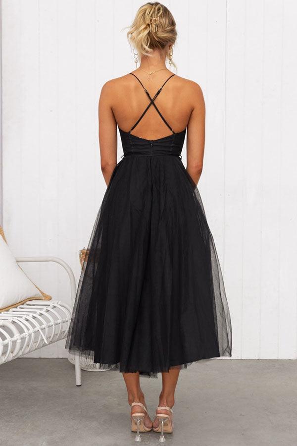 Elegant Maxi Dress with Straps in Chiffon for a Modern Princess Party