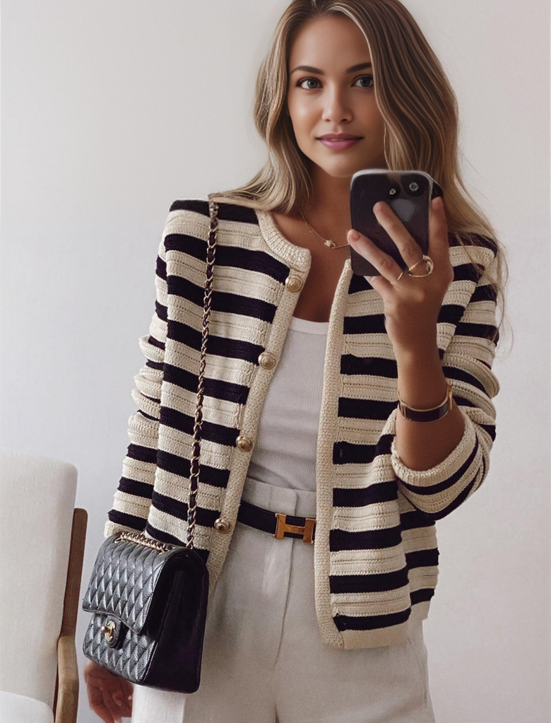 MYLAH | Sophisticated Striped Cardigan for a Stylish Look