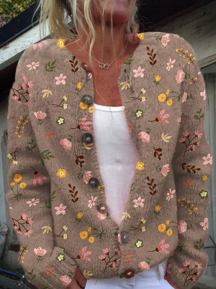 Sydney | Chic Vintage Style Floral Knit Cardigan for Women