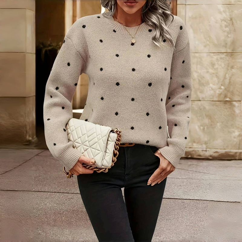 Nina - Chic Polka Dot Knitted Sweater for Cozy Style
