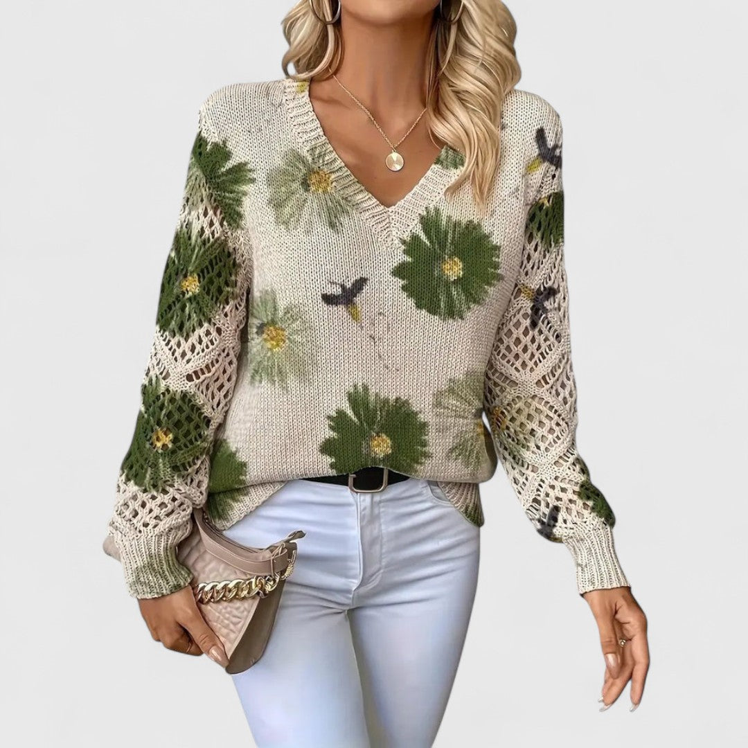 Annes - Elegant Floral Pattern Sweater for a Stylish Look