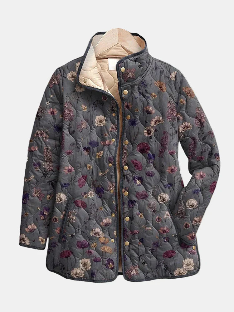 Niva Vintage Floral Quilted Jacket – Timeless Print, Cozy & Chic