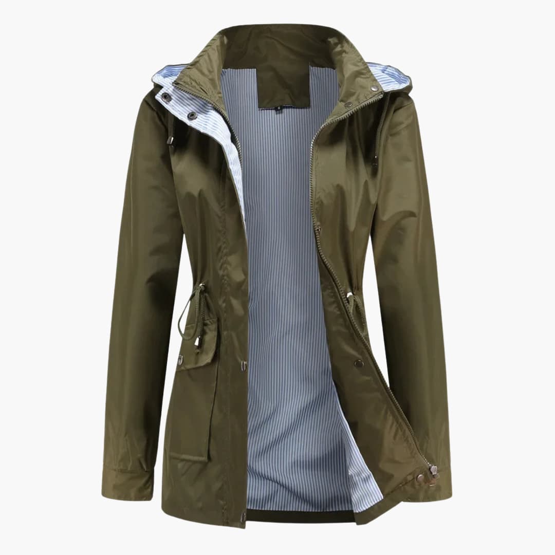 Long trench coat with hood – Elegant women's coat
