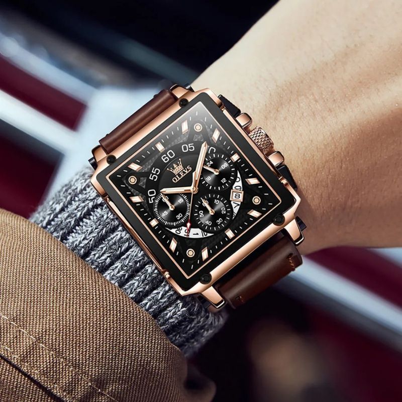 Elegant chronograph watch with square dial for a sophisticated style