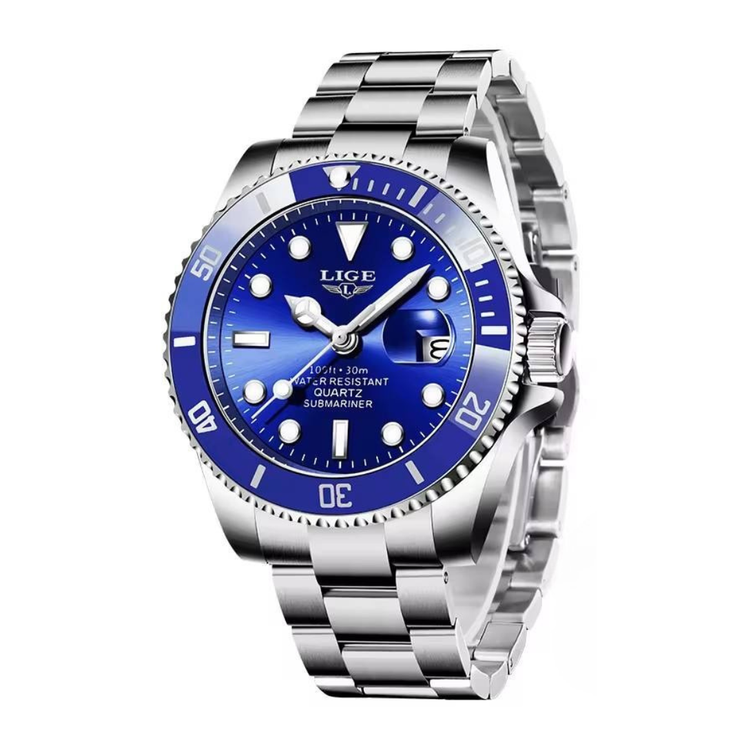 Elegant masculine stainless steel diving watch