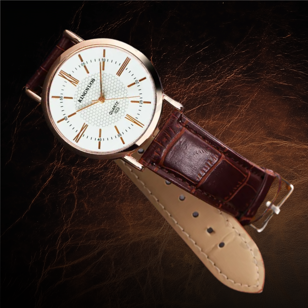 Elegant Leather Strap Quartz Wristwatch for Timeless Style