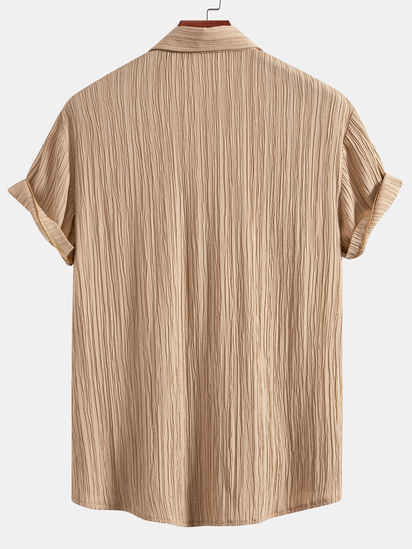 Crinkled-Textured Button-Up Shirt