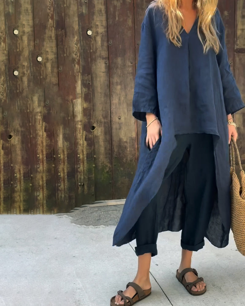 Florence Women's Comfortable Long Tunic & Pant Ensemble for Effortless Style