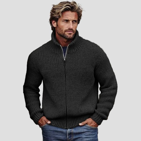 Liam | Timeless Vintage Solid Color Turtleneck Cardigan