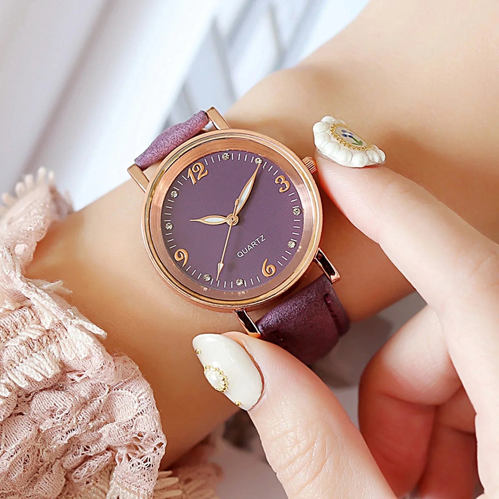 Watch with a leather strap