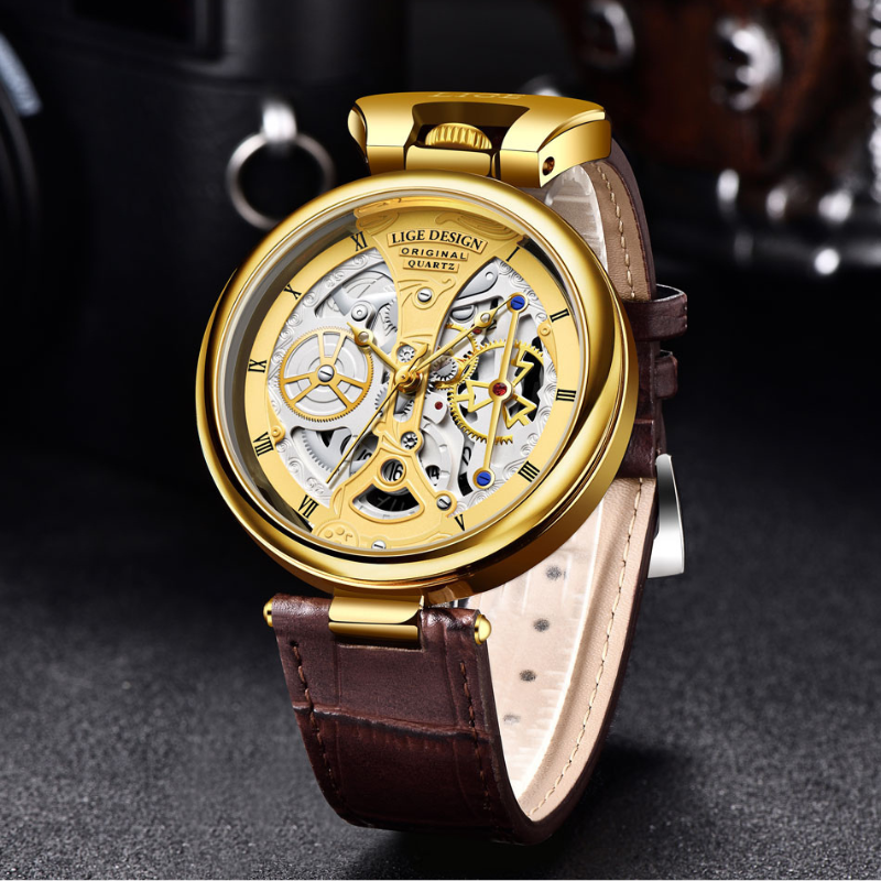 Elegant hollow-design business watch for a sophisticated style