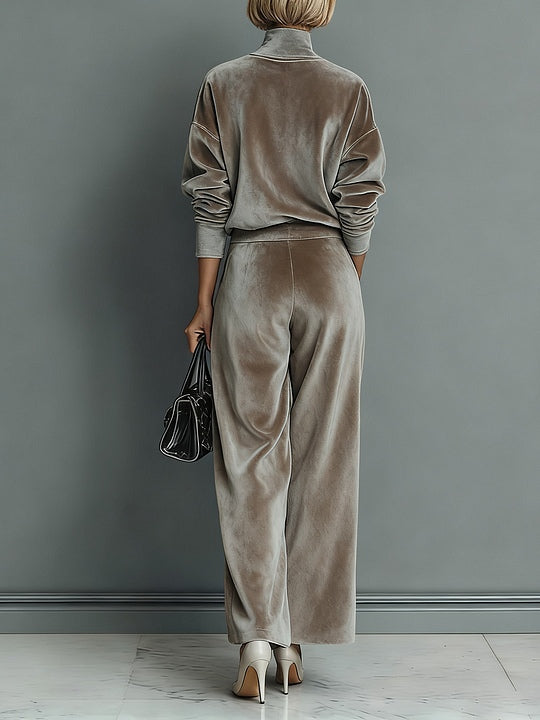 Women's Velvet Turtleneck Casual Suit - Warm & Cozy