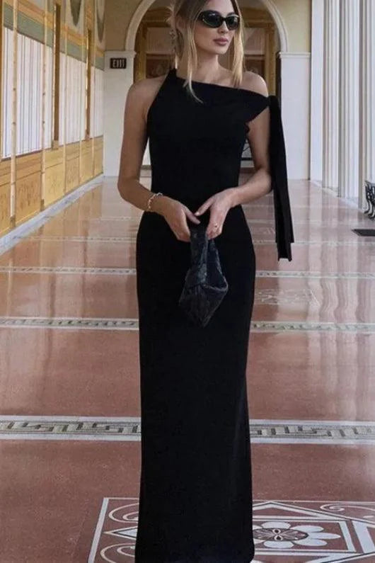 Lynn Maxi Dress with Asymmetrical Details and Tie