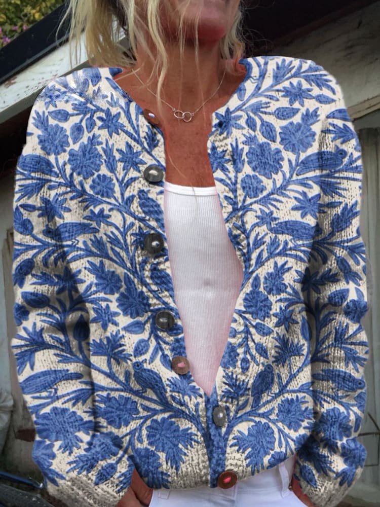 Sydney | Chic Vintage Style Floral Knit Cardigan for Women