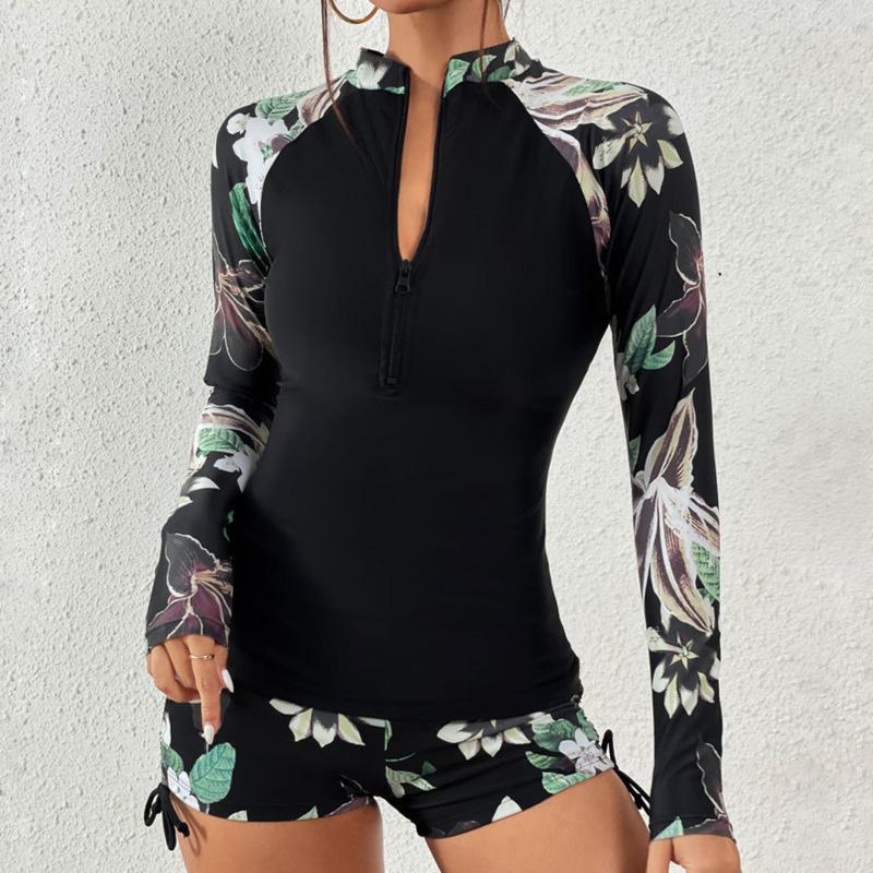 Sariah Flattering Long-Sleeve Two-Piece Tankini Set