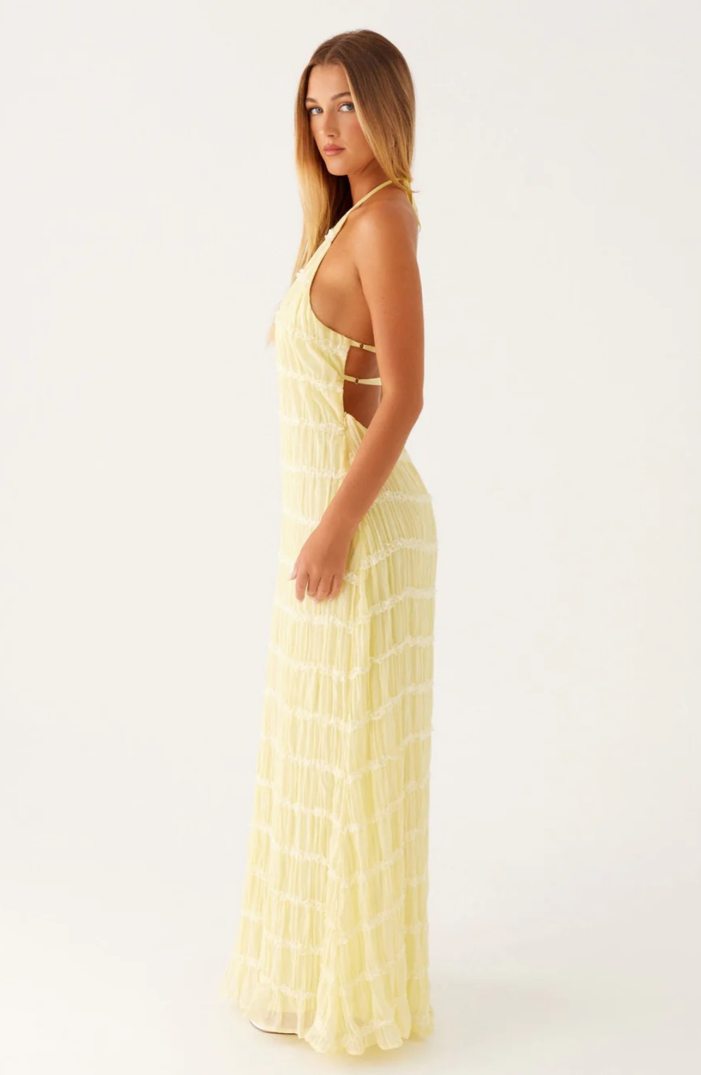 Textured Halter-Neck Maxi Dress