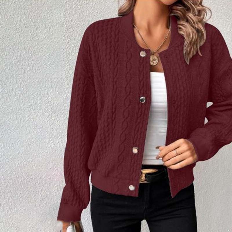 Women's Clothing - Quilted Knit Bomber Jacket for a Touch of Comfort and Elegance