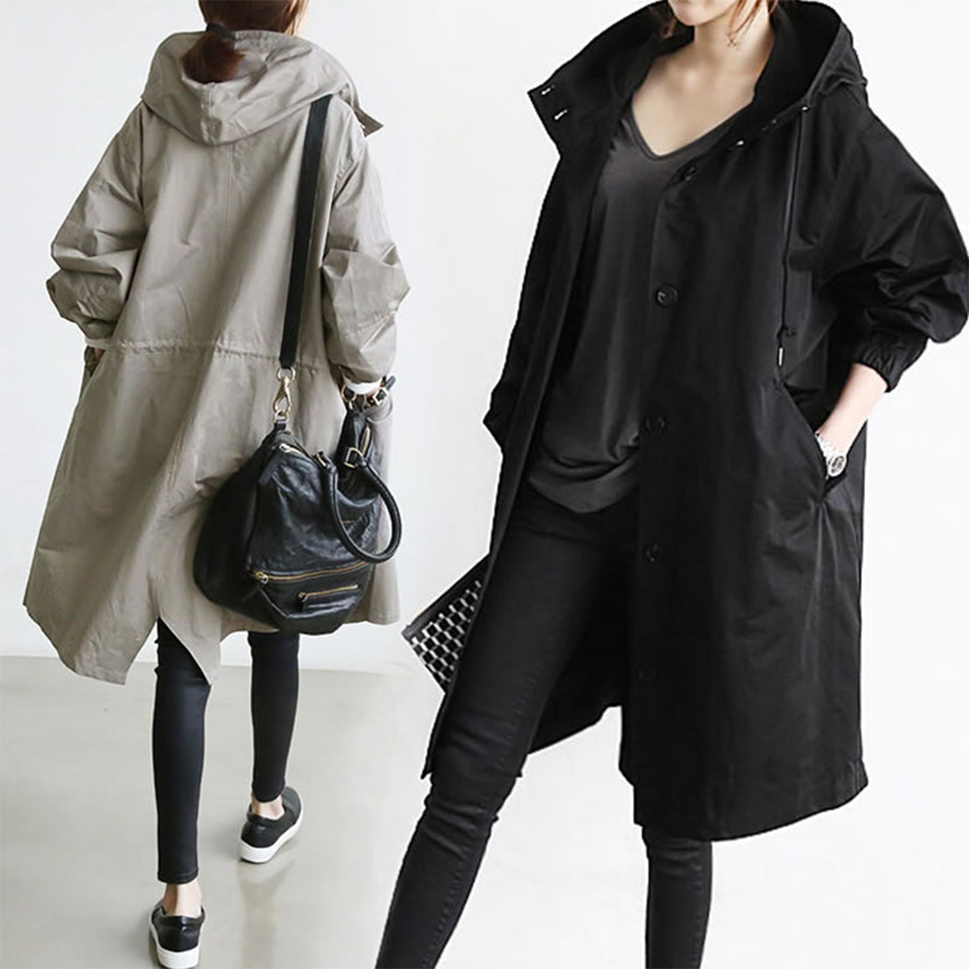Long raincoat for women, warm and stylish winter coat