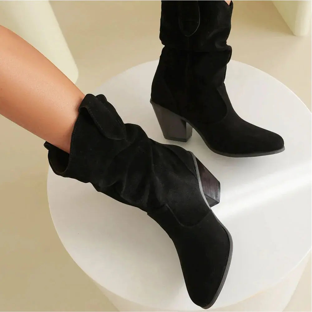 Women's Western Cowboy-Style Retro Fashion Boots - Chic Vintage-Inspired Western Footwear