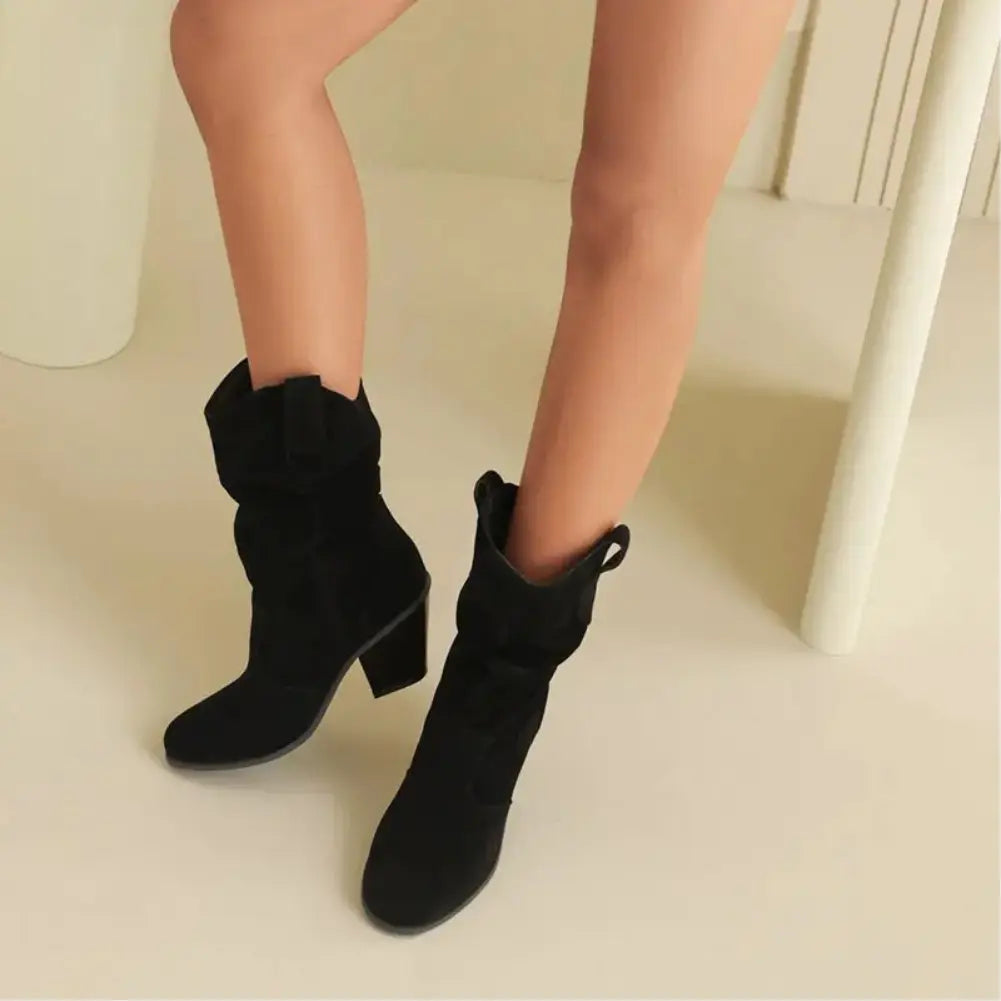 Women's Western Cowboy-Style Retro Fashion Boots - Chic Vintage-Inspired Western Footwear