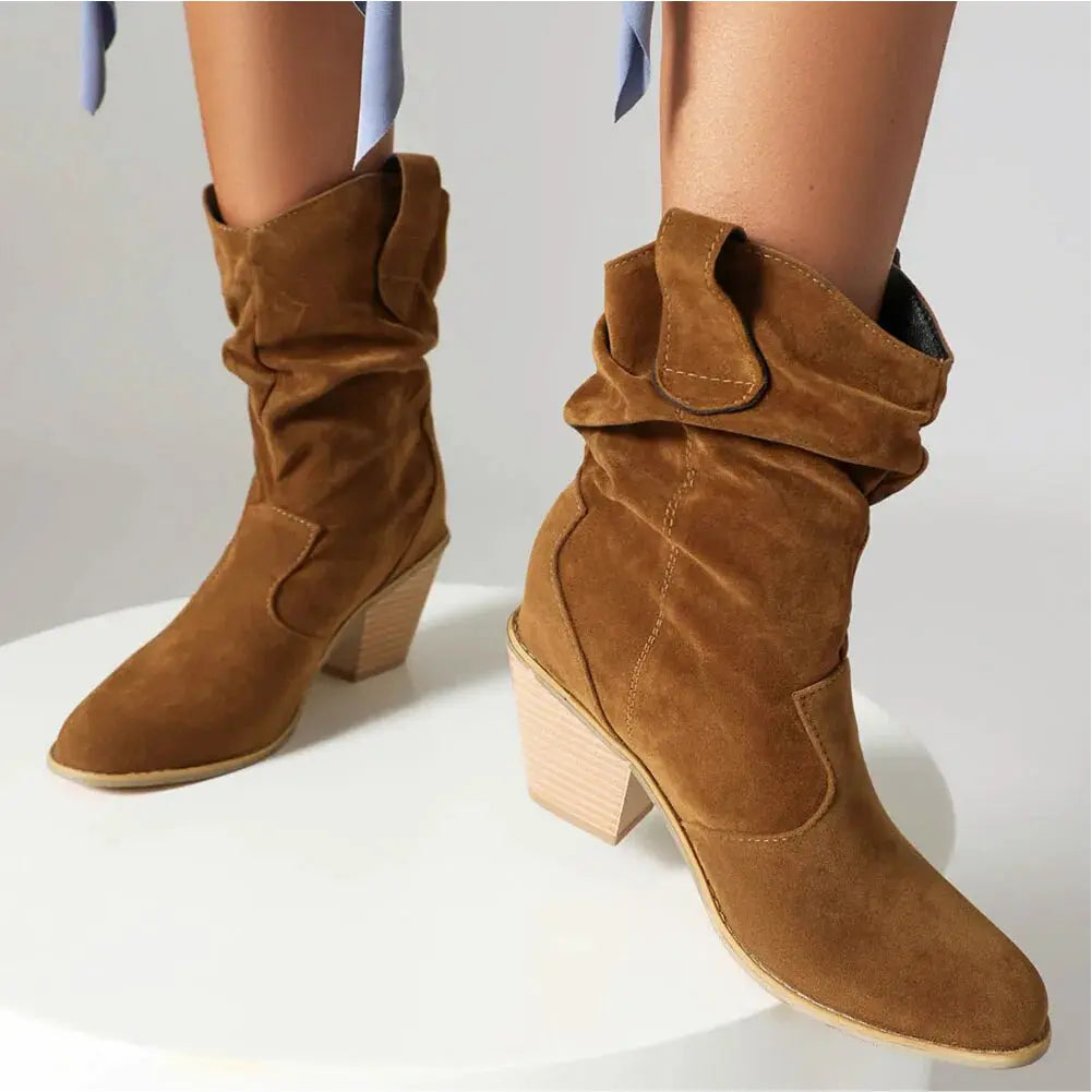 Women's Western Cowboy-Style Retro Fashion Boots - Chic Vintage-Inspired Western Footwear