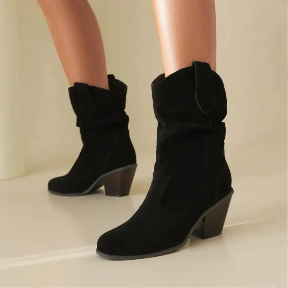 Women's Western Cowboy-Style Retro Fashion Boots - Chic Vintage-Inspired Western Footwear